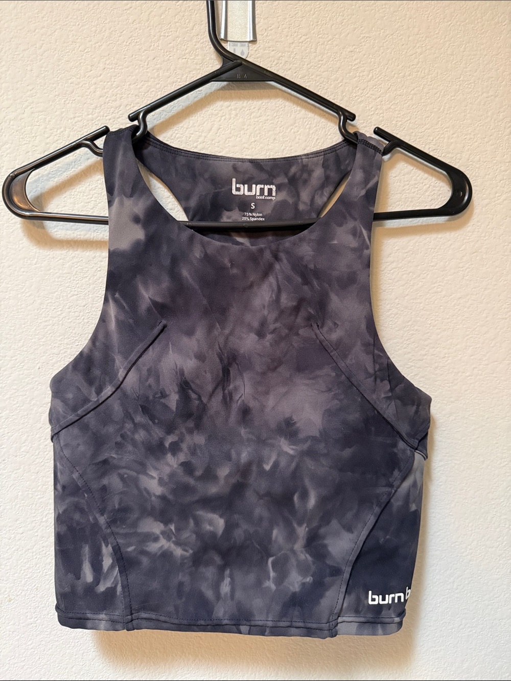 Burn High-Neck Tie-Dye Black Crop Tank